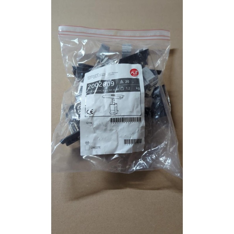 Bride intermédiaire / pince centrale photovoltaïque K2 Systems 2002609 – MiniClamp 30-50 mm, noir anodisé